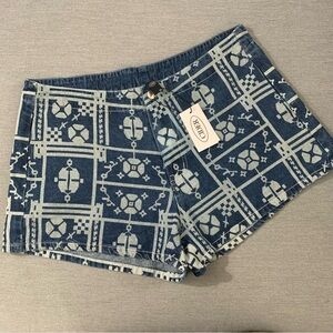 Cider Blue Patterned Denim Shorts NWT